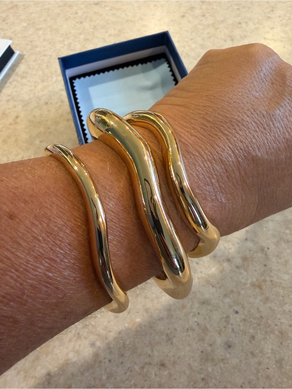 Gold-Tone Sculptural Wave Bangle Bracelet - Women Jewelry